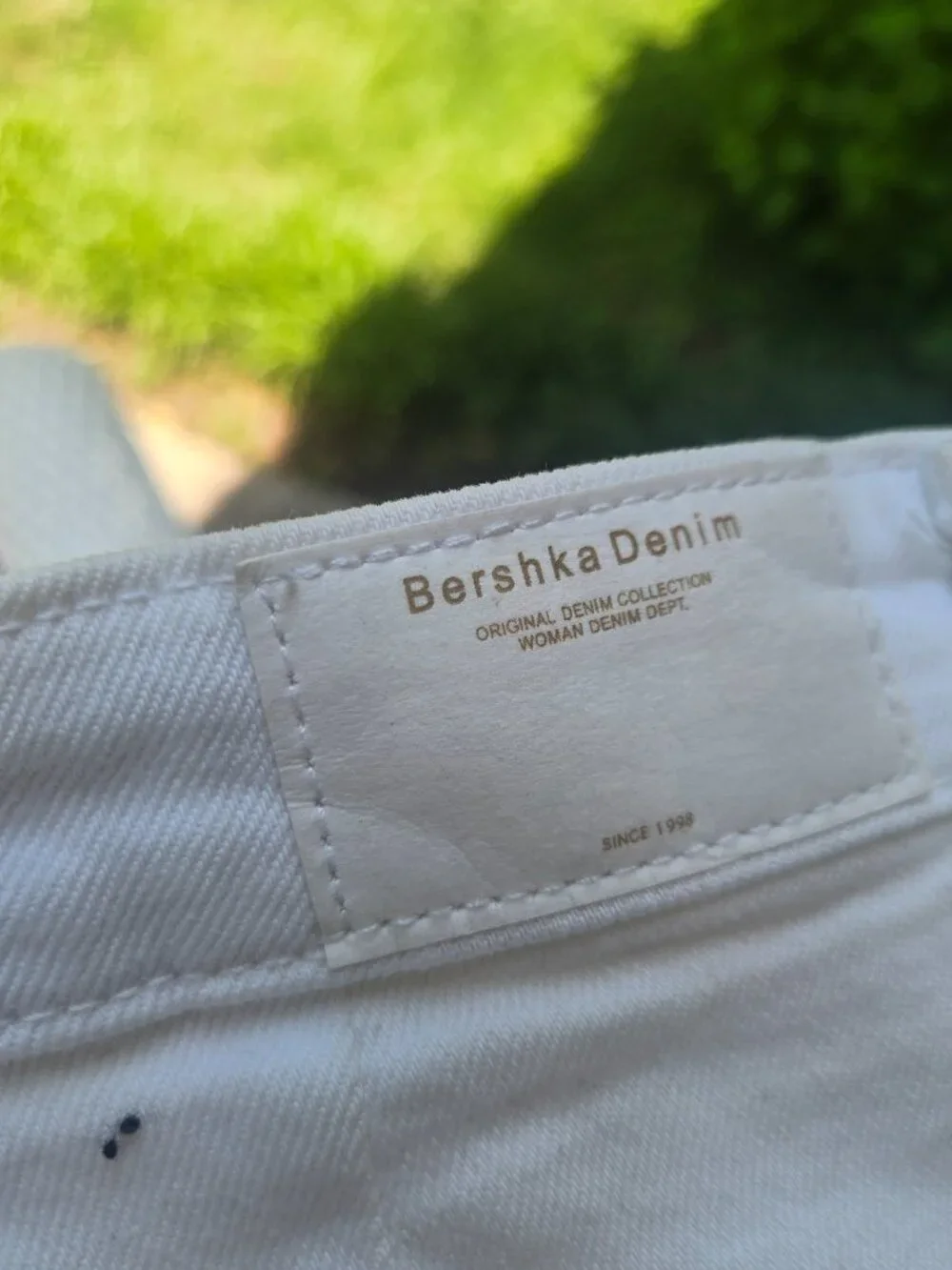 Bershka white denim cotton shorts